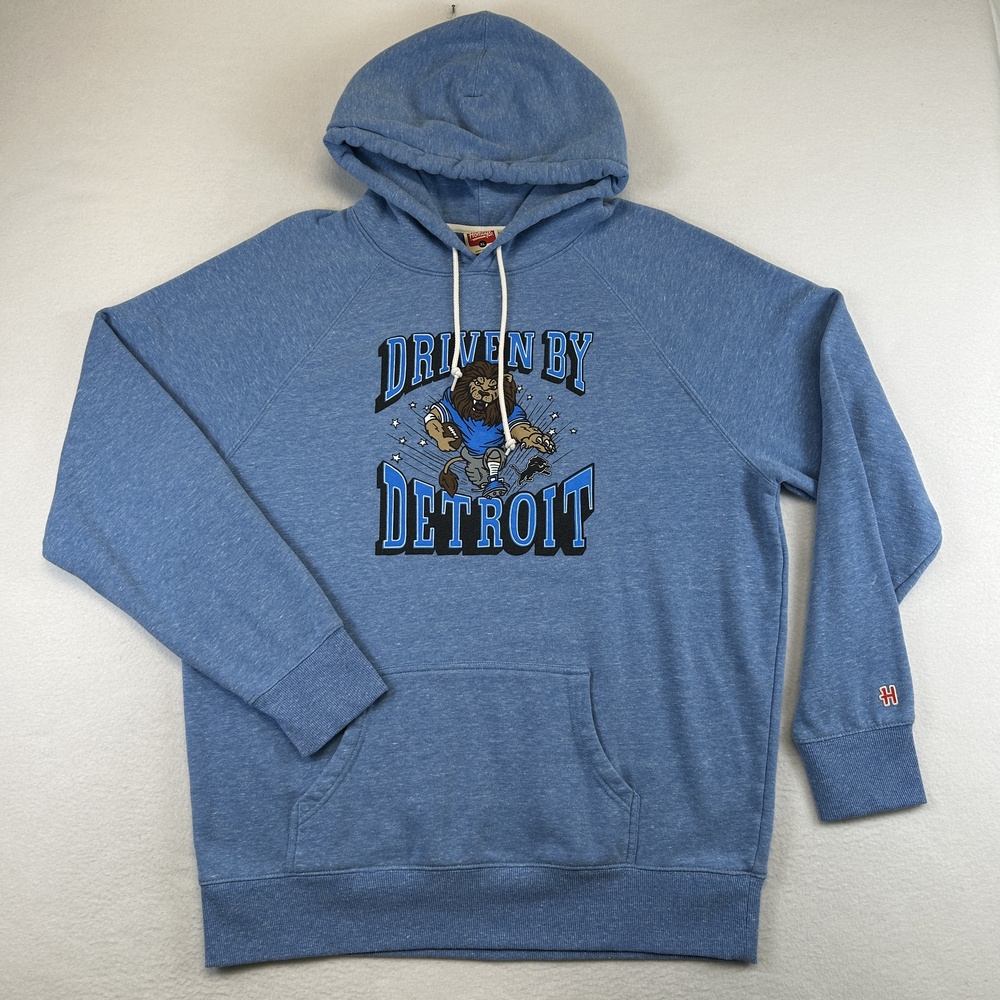 Detroit Lions Sweatshirt Hoodie Mens XL Blue NFL Football Driven Detroit Homage
